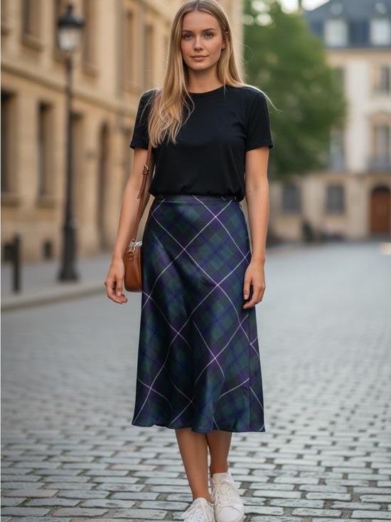 Ralph Lauren Dresses & Skirts - Ralph Lauren Navy and Green Plaid Midi Skirt